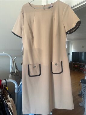 Tommy Hilfiger Beige Mini Dress with Black Trim